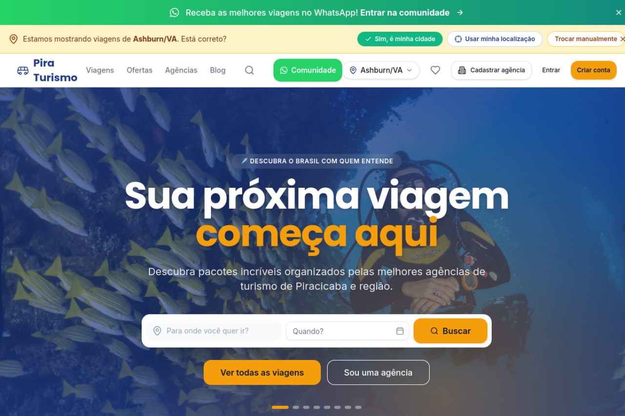 Site da Pira Turismo criado pela PiraWebSites